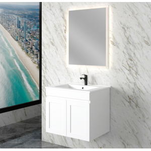 Mia 600 Matte White Wall Hung Vanities Cabinet Only